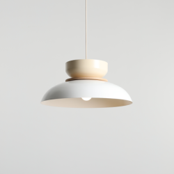 Pakabinamas šviestuvas ALDO LIGHT WHITE GLOSS + CREAM (47+ 23+ wood) 1xE27 Geležis (1152G2_9_J)