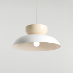 Pakabinamas šviestuvas ALDO LIGHT WHITE GLOSS + CREAM (47+ 23+ wood) 1xE27 Geležis (1152G2_9_J)