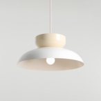 Pakabinamas šviestuvas ALDO LIGHT WHITE GLOSS + CREAM (47+ 23+ wood) 1xE27 Geležis (1152G2_9_J)