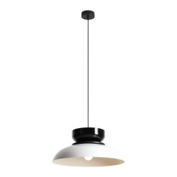 Pakabinamas šviestuvas ALDO DARK WHITE GLOSS + BLACK GLOSS (47+ 23+ wood) 1xE27 Geležis (1152G2_3_C)