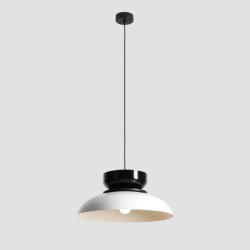 Pakabinamas šviestuvas ALDO DARK WHITE GLOSS + BLACK GLOSS (47+ 23+ wood) 1xE27 Geležis (1152G2_3_C)