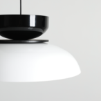 Pakabinamas šviestuvas ALDO DARK WHITE GLOSS + BLACK GLOSS (47+ 23+ wood) 1xE27 Geležis (1152G2_3_C)