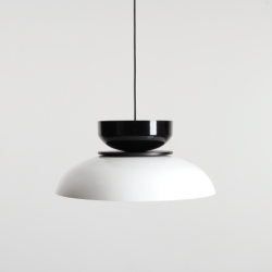 Pakabinamas šviestuvas ALDO DARK WHITE GLOSS + BLACK GLOSS (47+ 23+ wood) 1xE27 Geležis (1152G2_3_C)