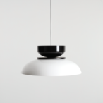 Pakabinamas šviestuvas ALDO DARK WHITE GLOSS + BLACK GLOSS (47+ 23+ wood) 1xE27 Geležis (1152G2_3_C)