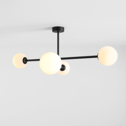 Lubinis šviestuvas PINNE CEILING 4 BLACK 4xE14 Geležis, Stiklas (1080PL_L1)