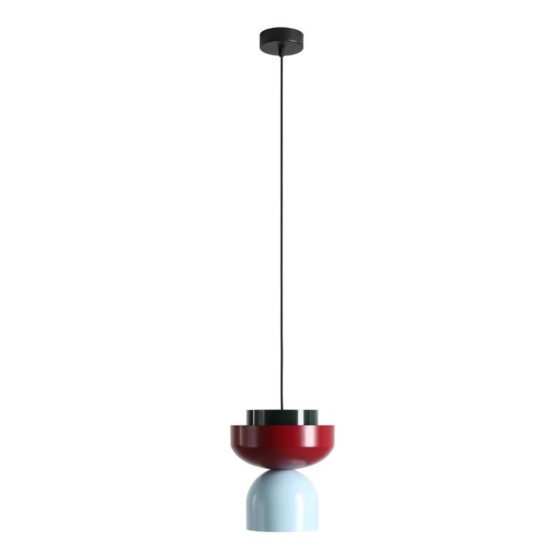 Pakabinamas šviestuvas ULIA DARK RED WINE + BABY BLUE + DEEP GREEN (23+ 15+ 15) 1xE27 Geležis (1130G15_29_23_C)