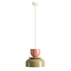 Pakabinamas šviestuvas UTO LIGHT PISTACHIO + CORAL (30 + 15 + WOOD) 1xE27 Geležis (1129G12_11_J)