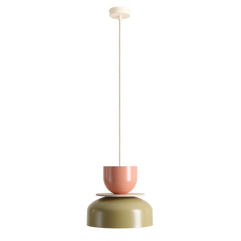 Pakabinamas šviestuvas UTO LIGHT PISTACHIO + CORAL (30 + 15 + WOOD) 1xE27 Geležis (1129G12_11_J)