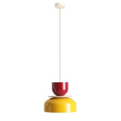 Pakabinamas šviestuvas UTO LIGHT MUSTARD + RED WINE (30 + 15 + WOOD) 1xE27 Geležis (1129G14_15_J)