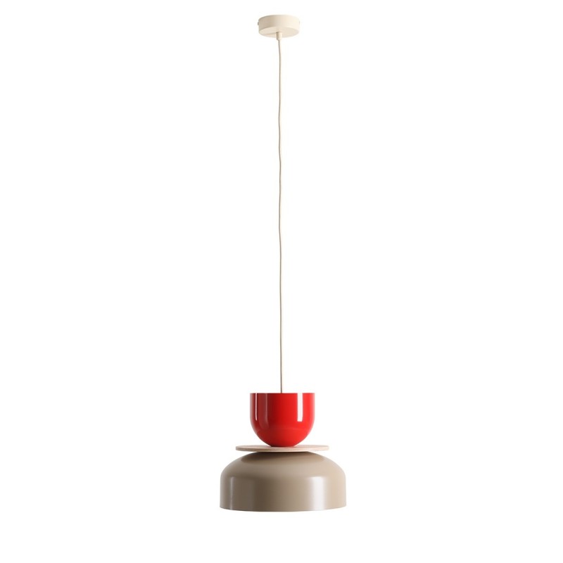 Pakabinamas šviestuvas UTO BEIGE + RED CHILLI (30 + 15 + WOOD) 1xE27 Geležis (1129G17_19_J)