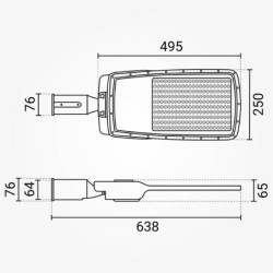 Gatvės šviestuvas LUMILEDS-Chip 75x130° 5 m. garantija 150W 6000K IP65 22500lm