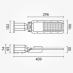 Gatvės šviestuvas LUMILEDS-Chip 75x130° 5 m. garantija 50W 4000K IP65 6000lm
