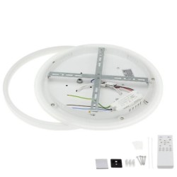 Lubinis LED šviestuvas CCT Balta spalva+Medžio Pritemdomas + Pultelis 54W 3000K-6000K IP20 4120lm