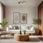 Lubinis LED šviestuvas CCT Balta spalva+Medžio Pritemdomas + Pultelis 54W 3000K-6000K IP20 4120lm