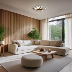 Lubinis LED šviestuvas CCT Balta spalva+Medžio Pritemdomas + Pultelis 60W 3000K-6000K IP20 5180lm