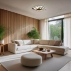 Lubinis LED šviestuvas CCT Balta spalva+Medžio Pritemdomas + Pultelis 60W 3000K-6000K IP20 5180lm
