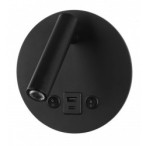 LED sieninis šviestuvas, 8W, ON/OFF jungiklis, USB, juodas, neutrali balta šviesa