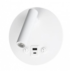 LED sieninis šviestuvas, 8W, ON/OFF jungiklis, USB, baltas, neutrali balta šviesa
