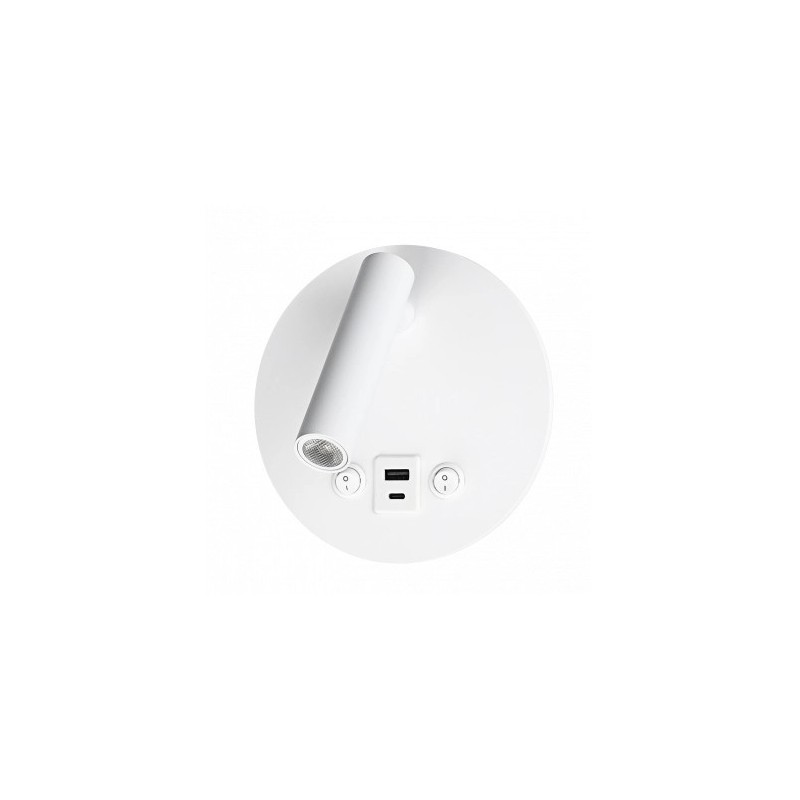 LED sieninis šviestuvas, 8W, ON/OFF jungiklis, USB, baltas, neutrali balta šviesa