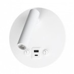 LED sieninis šviestuvas, 8W, ON/OFF jungiklis, USB, baltas, neutrali balta šviesa