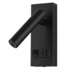 LED sieninis šviestuvas, 2W, ON/OFF jungiklis, USB, juodas, neutrali balta šviesa