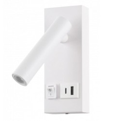 LED sieninis šviestuvas, 2W, ON/OFF jungiklis, USB, baltas, neutrali balta šviesa