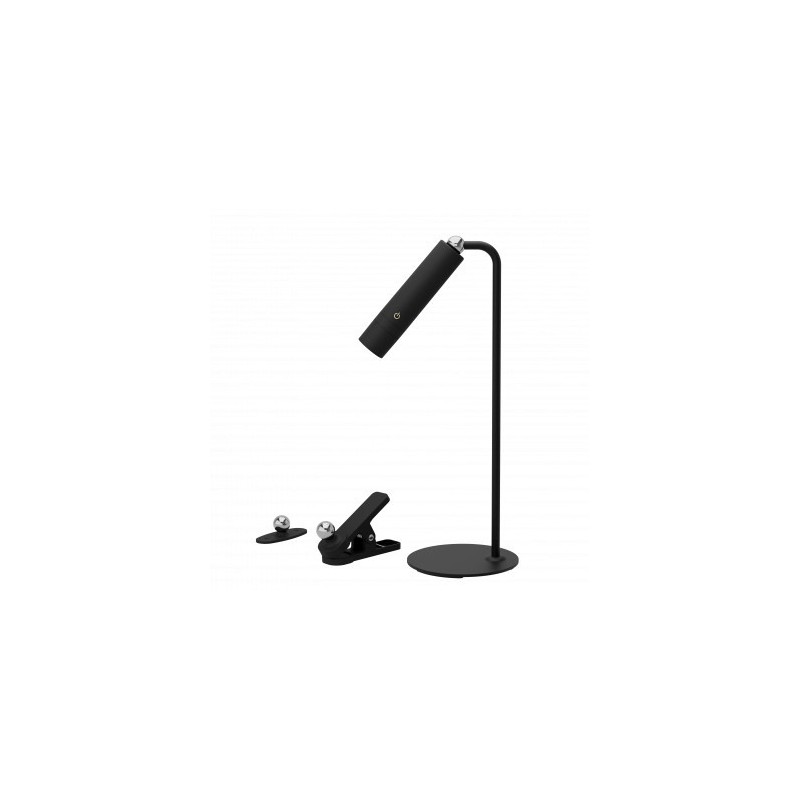 LED stalinis šviestuvas, 3W 240lm, multifunkcinis, įkraunamas, juodas, neutrali balta šviesa (4000K)