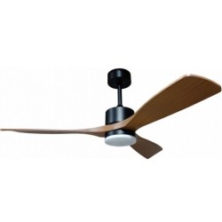 Lubinis LED šviestuvas su ventiliatoriumi 18W/3CCT Juodas/mediena 1440lm + nuotolinis valdymas