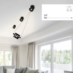 Lubinis LED šviestuvas, 12W, juodas, pakreipiamas, neutrali balta šviesa (4000K)