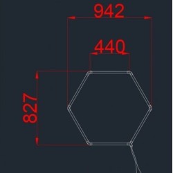 LED korys (hexagon), 1HEX, 42W, šalta balta šviesa (6000K)