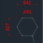 LED korys (hexagon), 1HEX, 42W, šalta balta šviesa (6000K)
