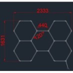 LED korys (hexagon), 5HEX, 192W, šalta balta šviesa (6000K)