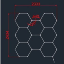 LED korys (hexagon), 8HEX, 280W, šalta balta šviesa (6000K)