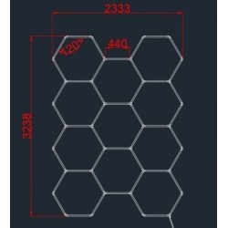 LED korys (hexagon), 11HEX, 385W, šalta balta šviesa (6000K)