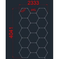 LED korys (hexagon), 14HEX, 456W, šalta balta šviesa (6000K)