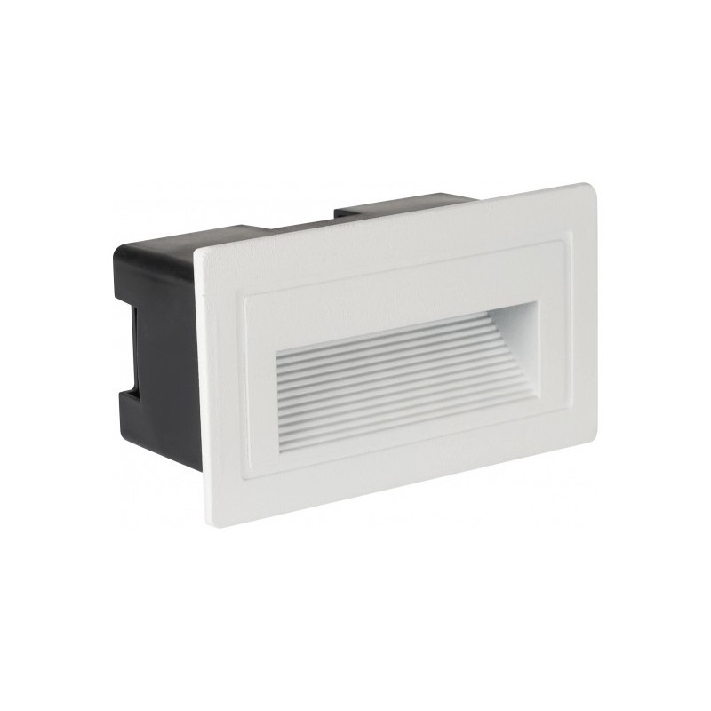 Įleidžiamas sieninis LED šviestuvas, stačiakampis, baltas, 3W, šilta balta šviesa (3000K)