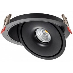 Įleidžiamas lubinis LED šviestuvas, apvalus, pakreipiamas, juodas, 10W, CCT šviesa