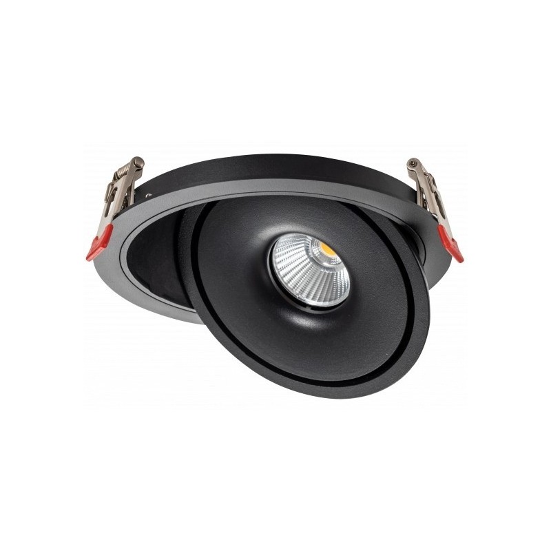 Įleidžiamas lubinis LED šviestuvas, apvalus, pakreipiamas, juodas, 10W, CCT šviesa