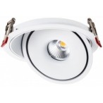 Įleidžiamas lubinis LED šviestuvas, apvalus, pakreipiamas, baltas, 15W, CCT šviesa