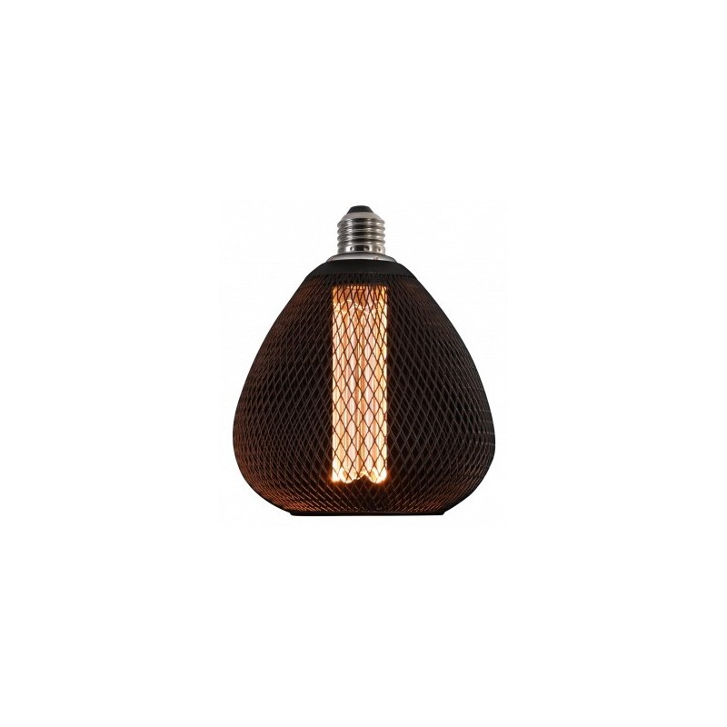 LED lemputė E27 2.5W Ø15.3x18cm ažūrinis gaubtas, juodas, šilta balta šviesa 1800K