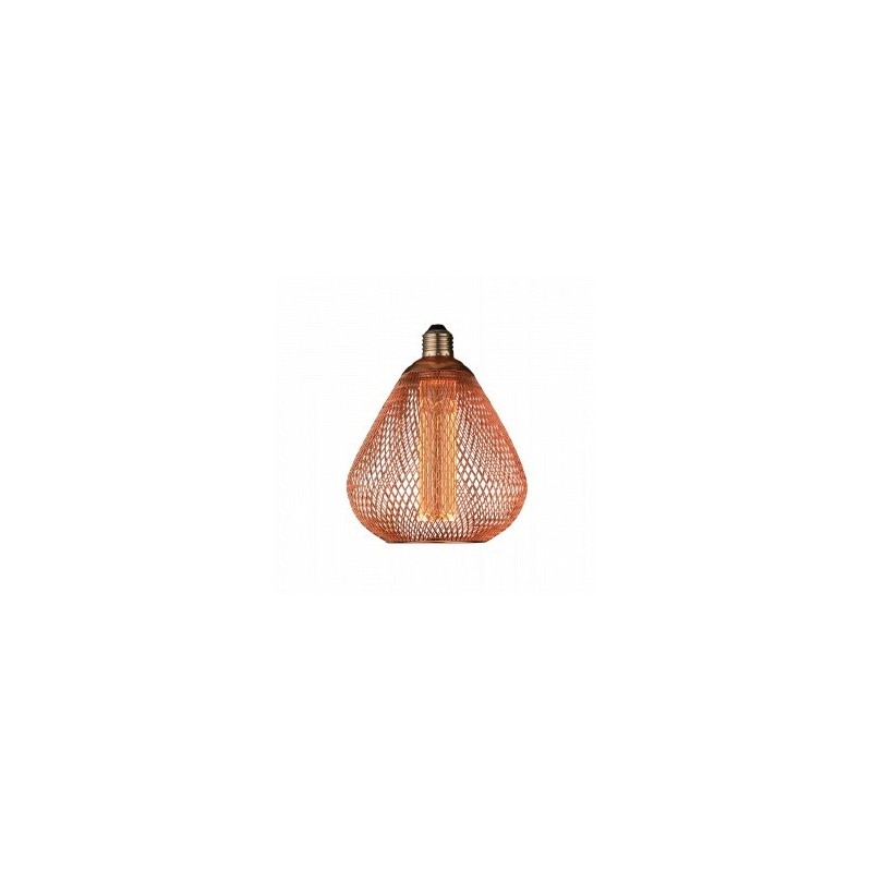 LED lemputė E27 2.5W Ø15.3x18cm ažūrinis gaubtas, vario, šilta balta šviesa 1800K