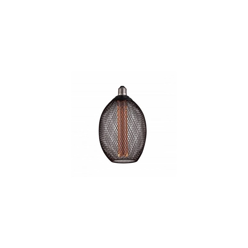 LED lemputė E27 2.5W Ø15.3x24.5cm ažūrinis gaubtas, juodas, šilta balta šviesa 1800K