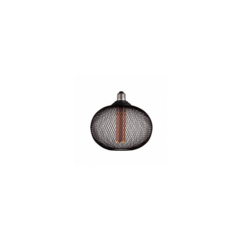 LED lemputė E27 2.5W Ø20.8x19.5cm ažūrinis gaubtas, juodas, šilta balta šviesa 1800K