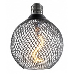 LED lemputė E27 2.5W Ø13.3x15.5cm ažūrinis gaubtas, juodas, šilta balta šviesa 1800K