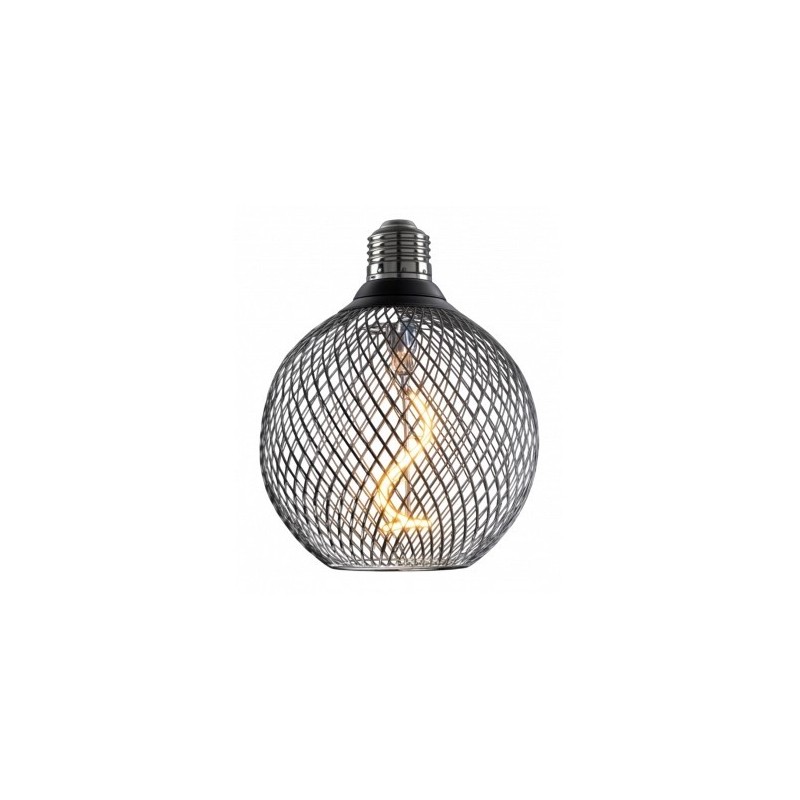 LED lemputė E27 2.5W Ø13.3x15.5cm ažūrinis gaubtas, juodas, šilta balta šviesa 1800K