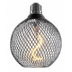 LED lemputė E27 2.5W Ø13.3x15.5cm ažūrinis gaubtas, juodas, šilta balta šviesa 1800K