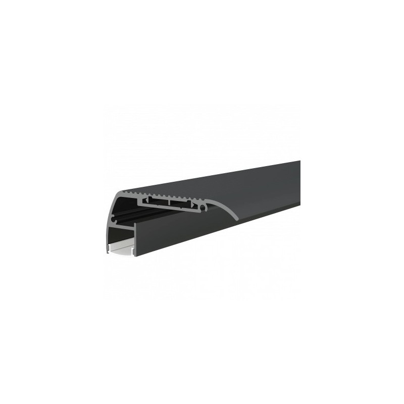 2 m paviršinis - laiptinis juodas aliuminio profilis su baltu dangteliu, 63.5x27.3mm