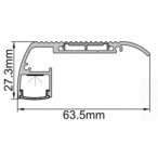 2 m paviršinis - laiptinis juodas aliuminio profilis su baltu dangteliu, 63.5x27.3mm