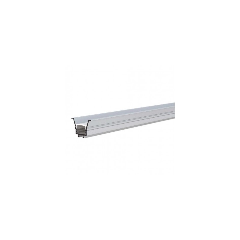 2 m įleidžiamas pilkas aliuminio profilis su baltu dangteliu 17.6x25mm