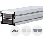 2 m įleidžiamas pilkas aliuminio profilis su baltu dangteliu 29.8x20mm